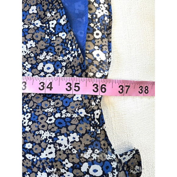 Derek Lam 10 Cosby Silk Dress Womens Size 8 Blue Ditsy Fairy Floral Ruffle - Picture 7 of 7